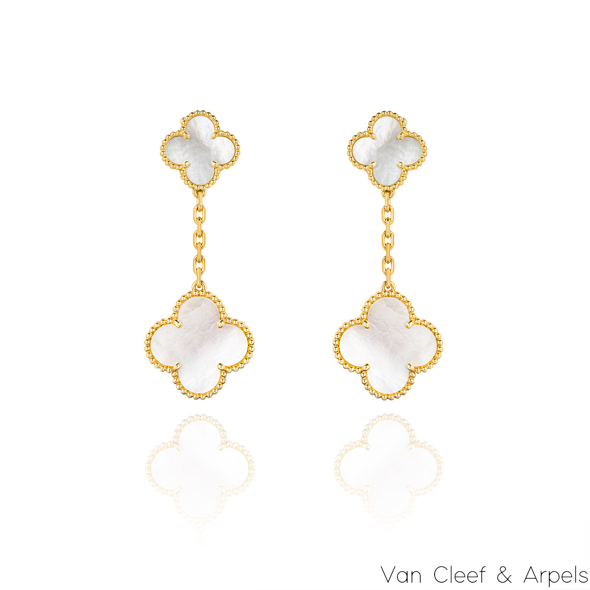 Van Cleef & Arpels Yellow Gold Mother of Pearl Magic Alhambra Earrings VCARD78800
